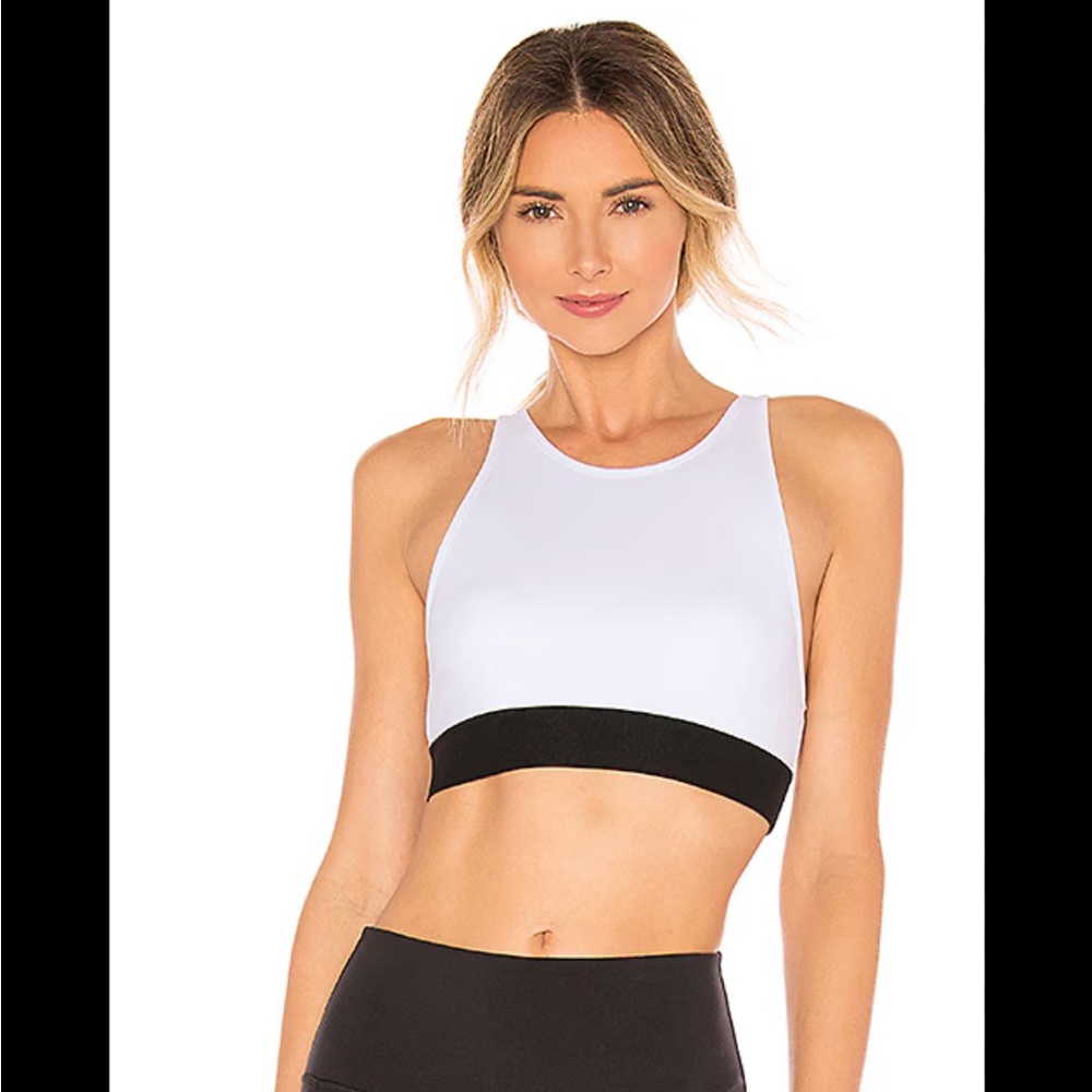 Alo yoga white open back sports bra